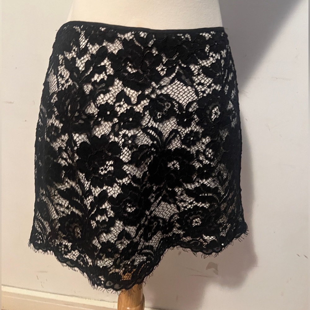 Theory Black Lace Mini Skirt